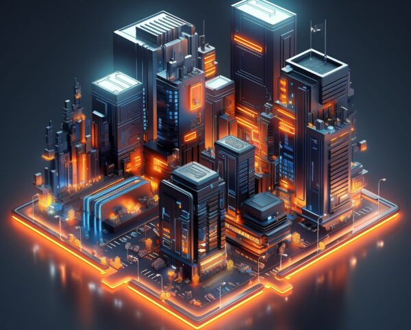 isometric-view-3d-rendering-neon-city